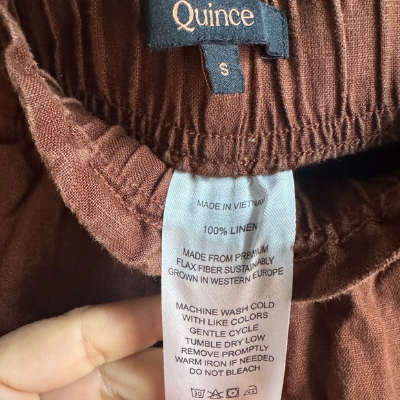 Quince 100% Linen Paperbag Shorts S Brown Coastal Grandma Minimalist Summer - Picture 3 of 4